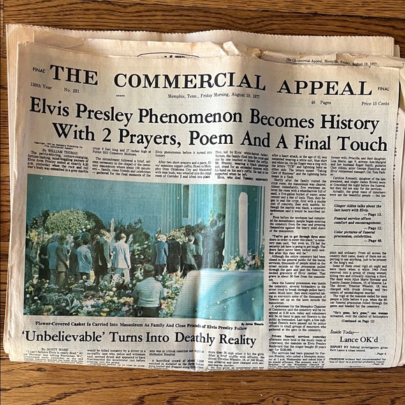 Vintage Commercial Appeal 4 Days Elvis Presley Death Coverage Newspapers - Picture 5 of 6